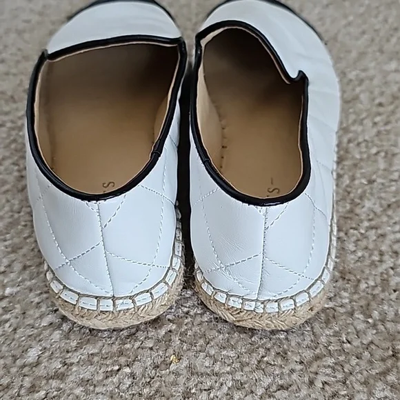 Talbots black and white quilted leather espadrilles size 8 euc - Picture 2 of 5